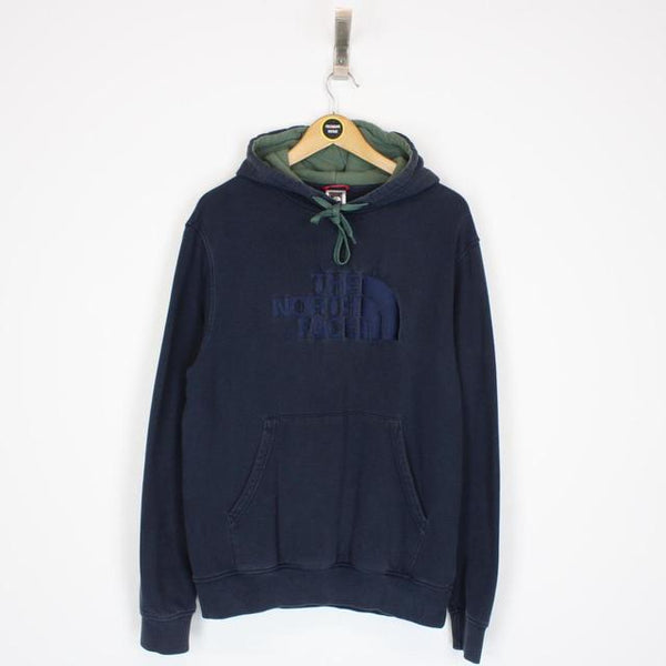 Vintage 00s The North Face Navy Blue Spellout Hoodie Jumper