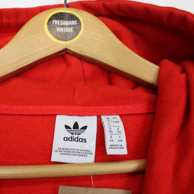 Adidas Red and White Pullover Spellout Hoodie Jumper