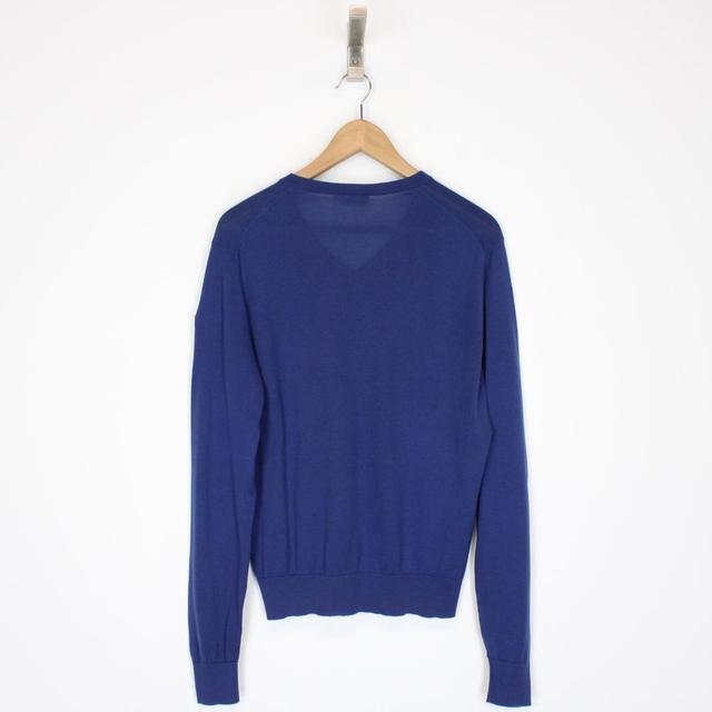 Moncler Maglia Tricot Blue Cotton Knit V-Neck Jumper