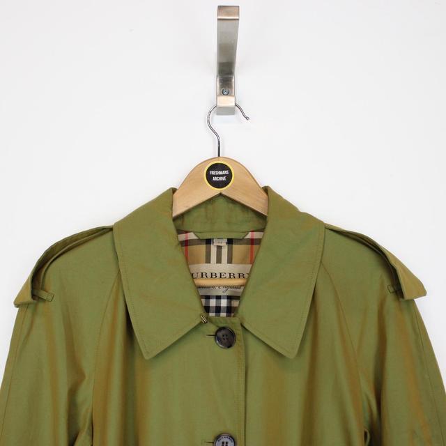 Burberry Green Nova Check Side-Slit Single Breasted Belted Gabardine Trench Coat