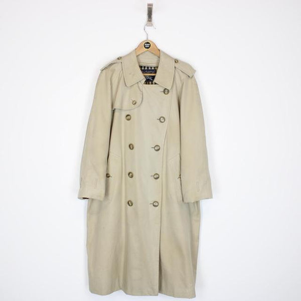 Vintage 90s Burberry Tan Brown Nova Check Double Breasted Trench Coat