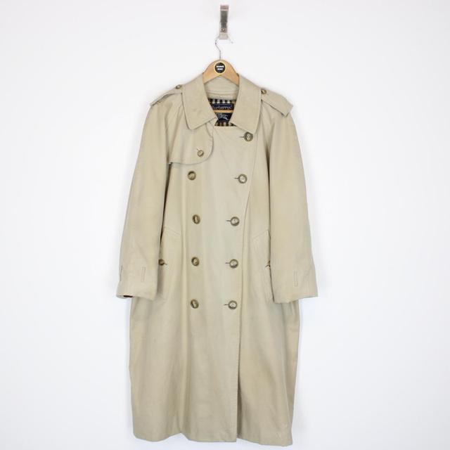 Vintage 90s Burberry Tan Brown Nova Check Double Breasted Trench Coat