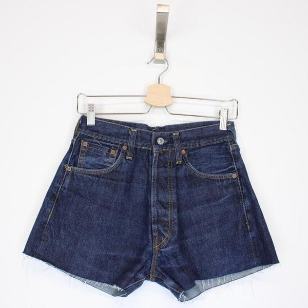 Evisu Navy Blue and Grey Gull Denim Jean Shorts