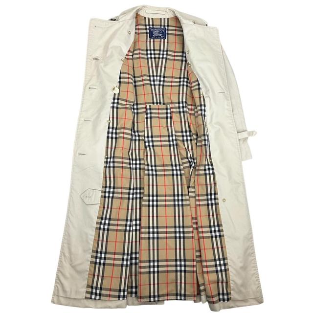 Vintage 90s Burberry Beige Nova Check Double Breasted Belted Trench Coat