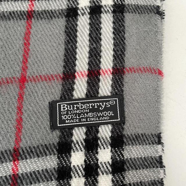 Vintage 90s Burberry Grey Nova Check Lambswool Scarf