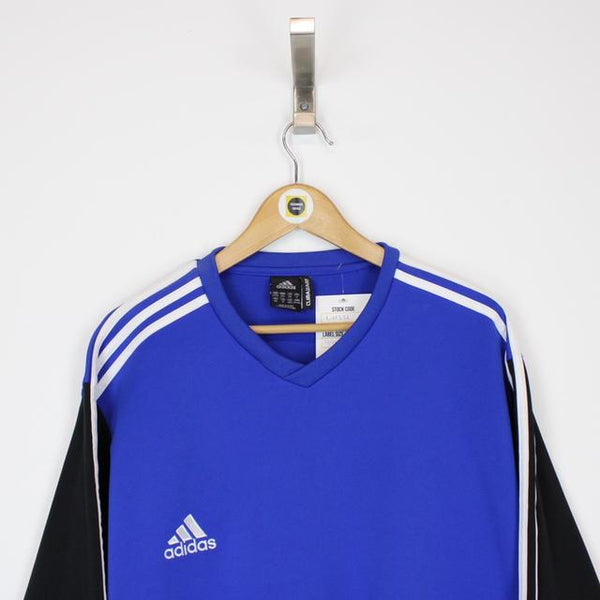 Vintage 00’s Adidas Blue, Black and White Spellout Sweatshirt Jumper