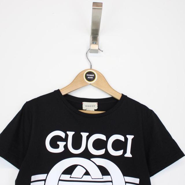 Gucci Black and White Logo Print Short Sleeve T-Shirt