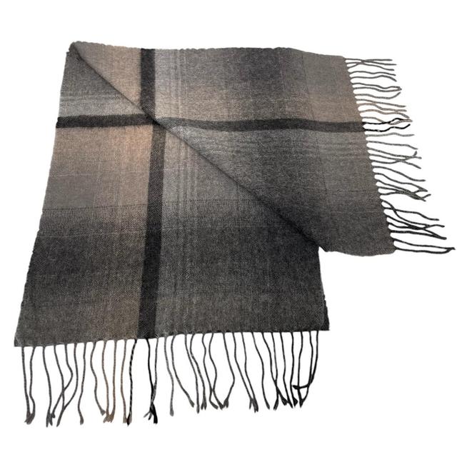 Vintage 90s Burberry Grey Check Lambswool Scarf