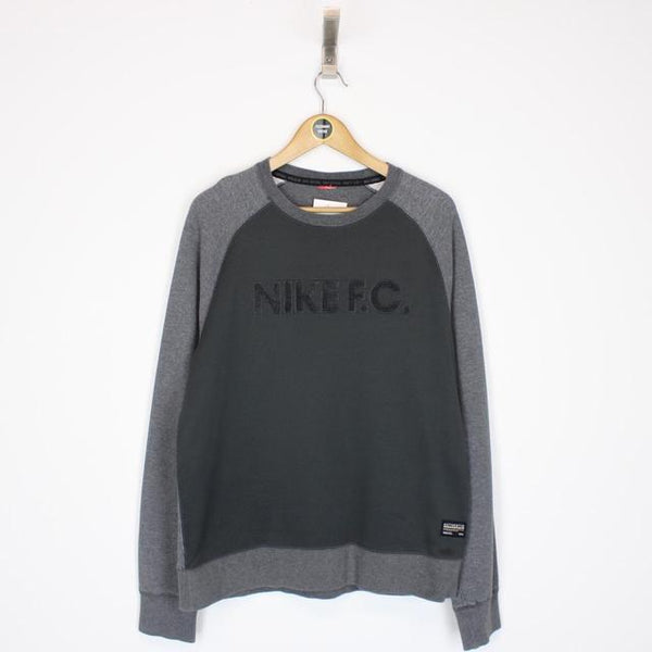 Nike FC Grey Crew Neck Spellout Sweatshirt Jumper