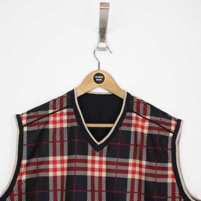 Burberry Golf Black, Red and Cream Nova Check Reversible Vest Jacket