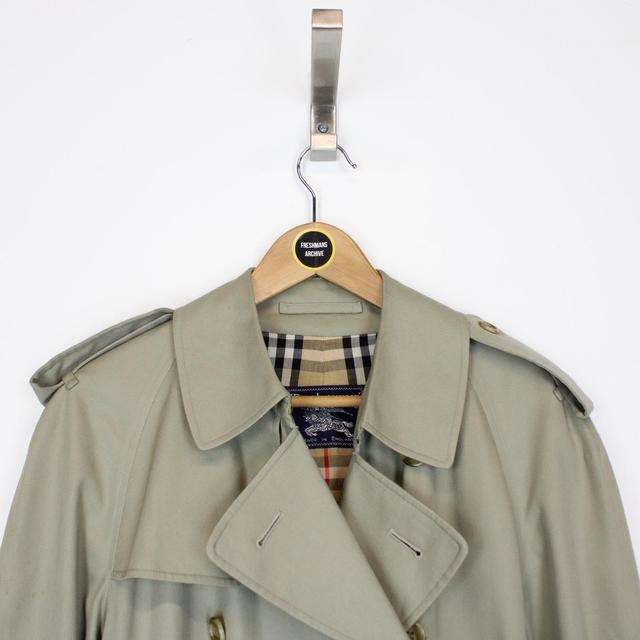 Vintage 90s Burberry Tan Brown Nova Check Double Breasted Belted Trench Coat