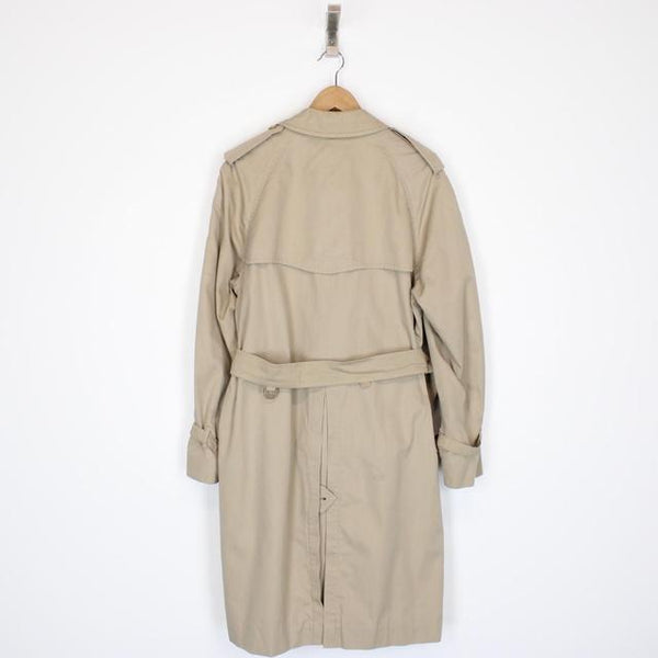 Vintage 90s Burberry Tan Brown Nova Check Double Breasted Belted Trench Coat