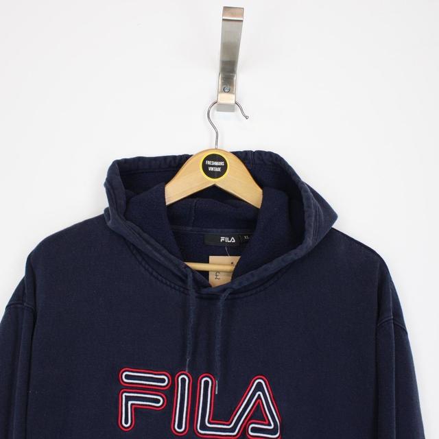 Vintage 00s Fila Navy Blue Pullover Spellout Hoodie Jumper