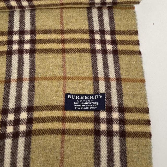 Vintage 90s Burberry Green Nova Check Lambswool Scarf