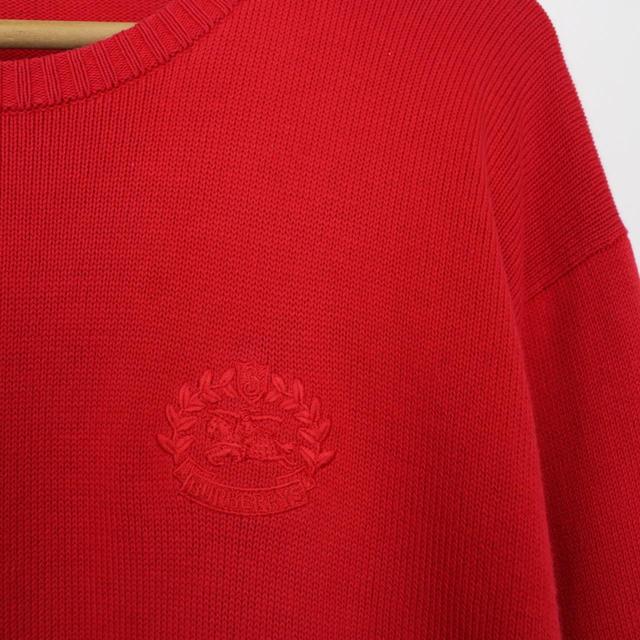 Vintage 90s Burberry Red Cotton Knit Sweatshirt Jumper