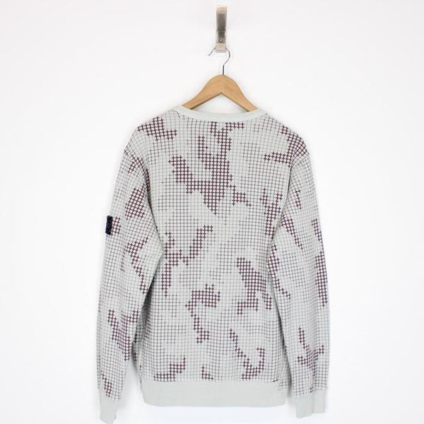 Stone Island AW 2017 Grey Grid Camo Sweatshirt Jumper