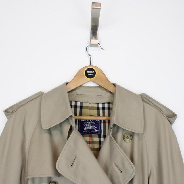 Vintage 90s Burberry Tan Brown Nova Check Double Breasted Belted Trench Coat