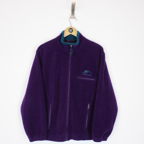 Vintage 90s Helly Hansen Purple Spellout Full Zip Fleece Jumper