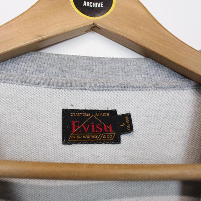 Evisu Grey and Navy Blue Seagull Print Cotton Sweatshirt Jumper