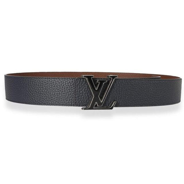 Louis Vuitton Navy Blue and Brown Initials Pyramide Reversible Leather Belt