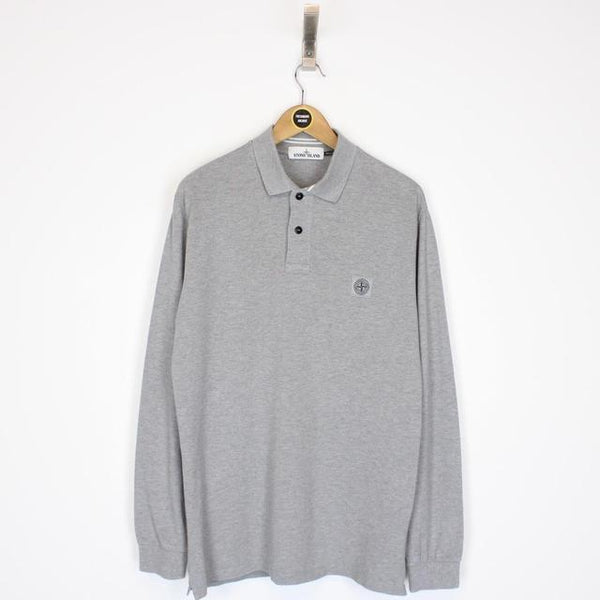 Stone Island SS 2017 Grey Long Sleeve Compass Polo Shirt