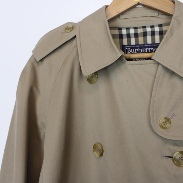 Vintage 90s Burberry Tan Brown Nova Check Double Breasted Belted Trench Coat