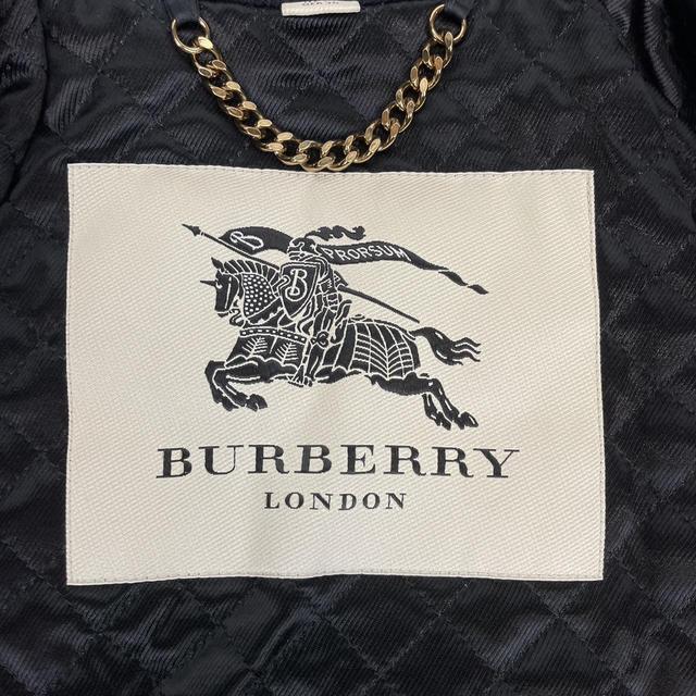 Burberry London Navy Blue and Gold Wool Double Breasted Trench Coat