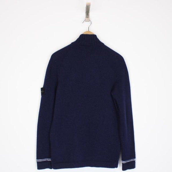 Stone Island AW 2017 Navy Blue Wool Knit 1/4 Zip Jumper