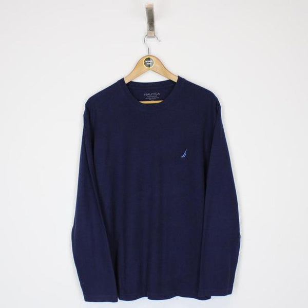 Vintage 90’s Nautica Navy Blue Crew Neck Long Sleeve T-Shirt