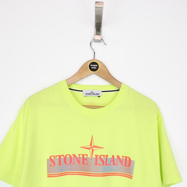 Stone Island SS 2022 Lemon Yellow Tricromia Short Sleeve T-Shirt