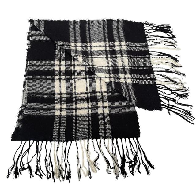 Vintage 90s Burberry Black Check Lambswool Scarf