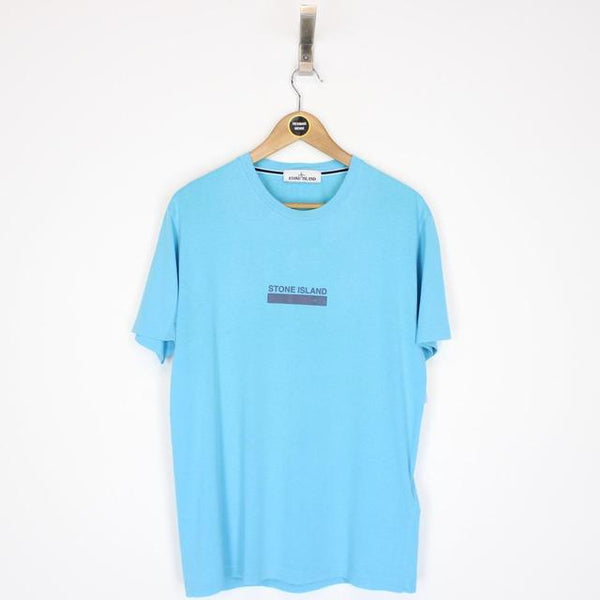 Stone Island SS 2021 Small Logo Print Blue Short Sleeve T-Shirt