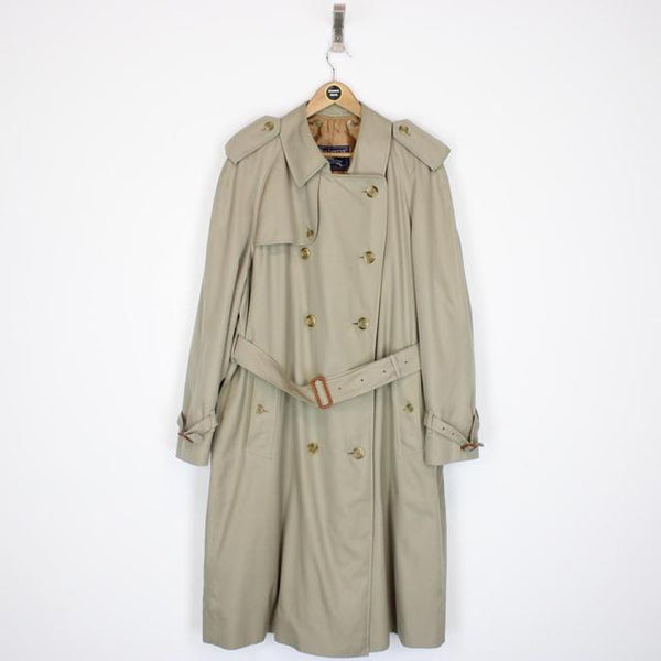 Vintage 90s Burberry Tan Brown Double Breasted Belted Trench Coat