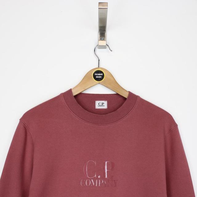 CP Company Burgundy Diagonal Fleece Cotton Sweatshirt Jumper