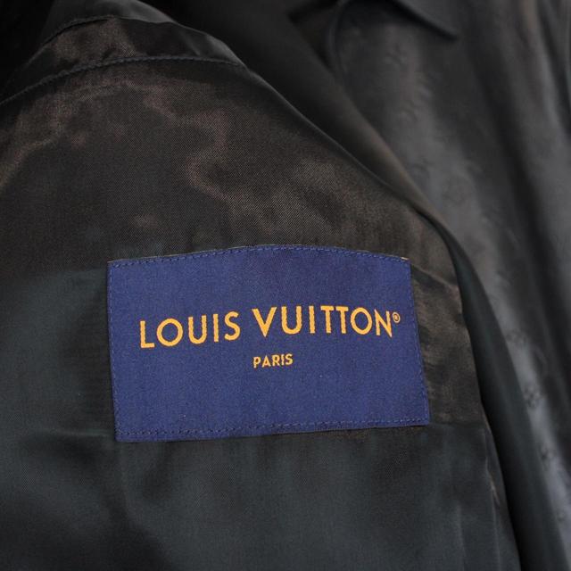 Louis Vuitton Black LV Monogram Embossed Wool and Leather Jacket