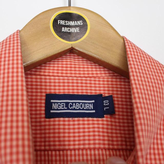 Vintage 90s Nigel Cabourn Orange and Cream Short Sleeve Gingham Check Shirt