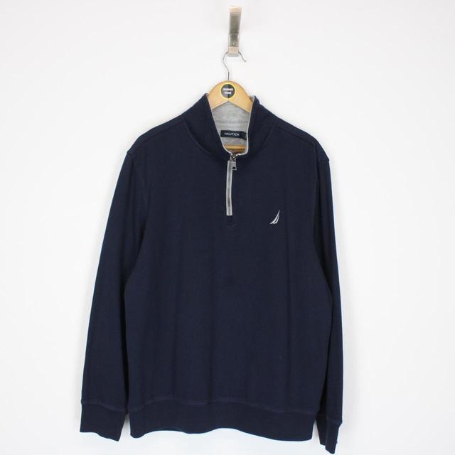 Vintage 00s Nautica Navy Blue 1/4 Zip Sweatshirt Jumper