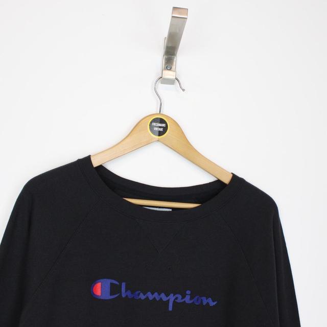 Vintage 00s Champion Black Spellout Sweatshirt Jumper