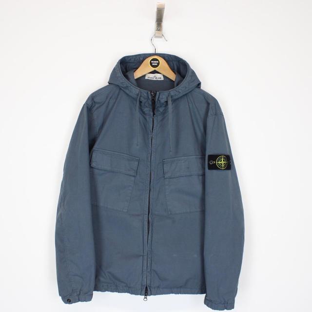 Stone Island SS 2024 Blue Supima Cotton Twill Stretch-TC Jacket