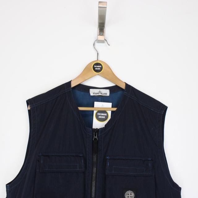 Stone Island AW 2017 Navy Blue Nylon Metal Flock Vest Jacket