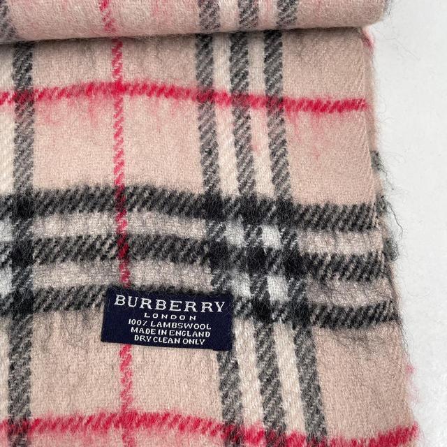 Vintage 90s Burberry Beige Nova Check Lambswool Scarf