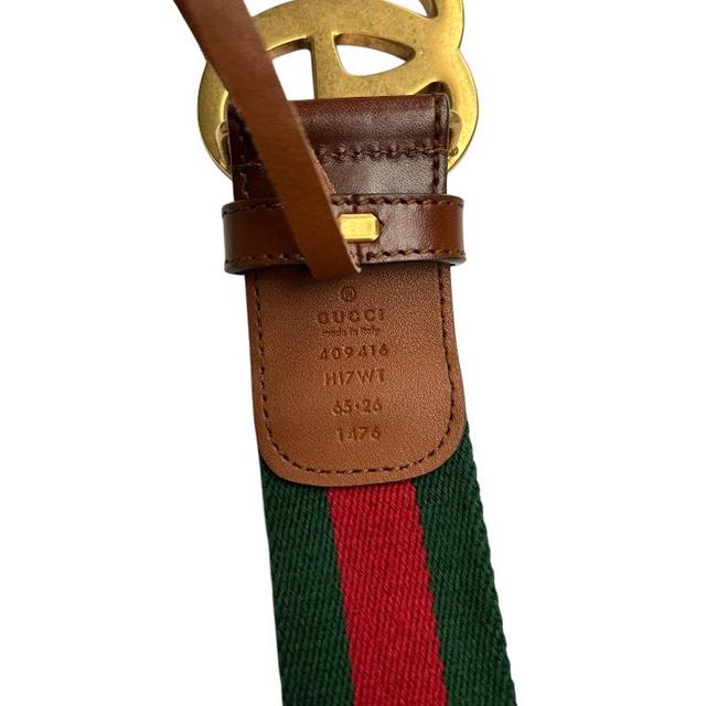 Gucci Brown, Green and Red Interlocking G Leather Web Belt