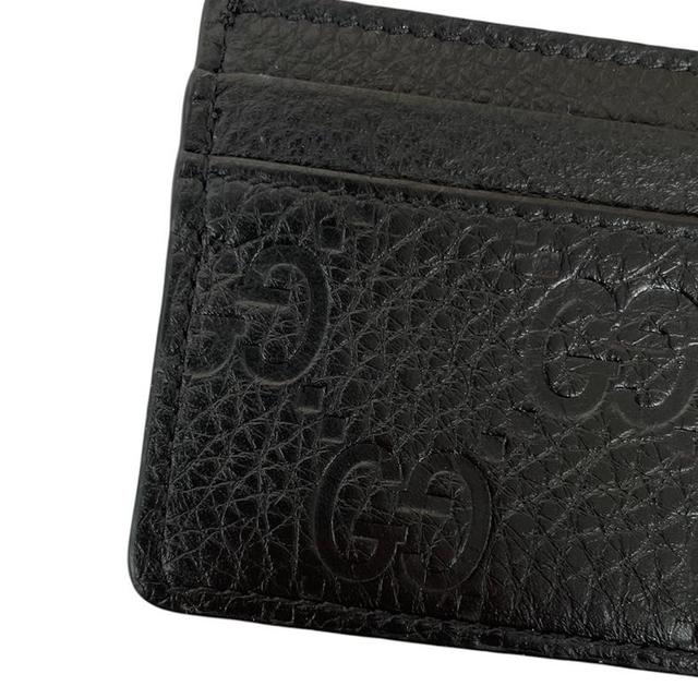 Gucci Black GG Emblem Leather Card Holder