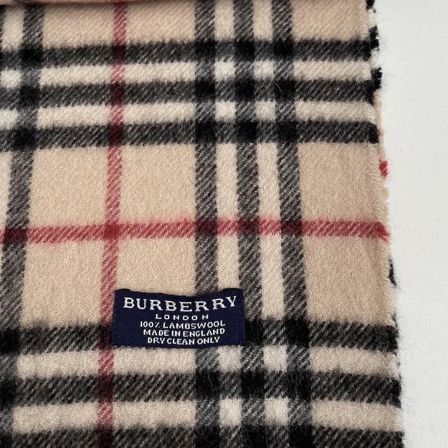 Vintage 90s Burberry Beige Nova Check Lambswool Scarf