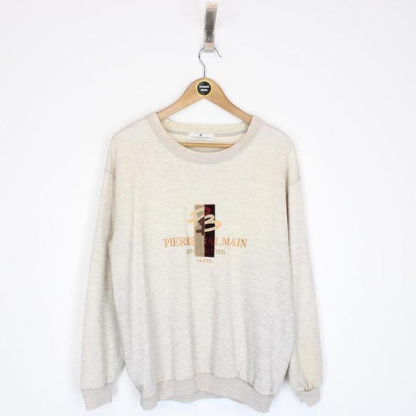 Vintage 90s Pierre Balmain Paris Beige Spellout Sweatshirt Jumper