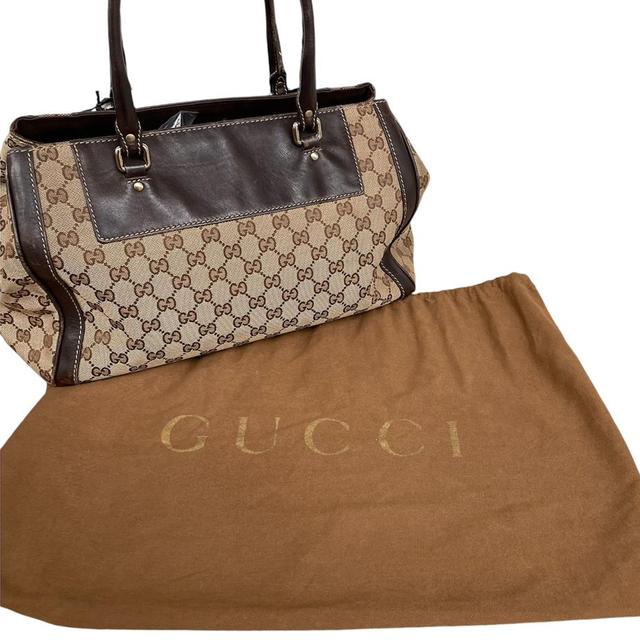 Gucci Brown and Beige GG Monogram Flower Tote Handbag