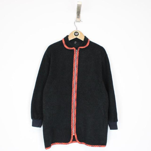 Vintage 90s Yves Saint Laurent Black Full Zip Fleece Jumper