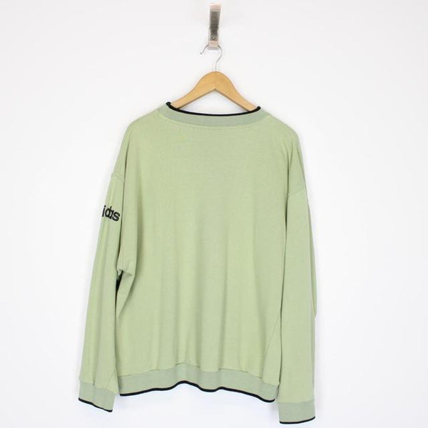 Vintage 90s Adidas Green Spellout Sweatshirt Jumper