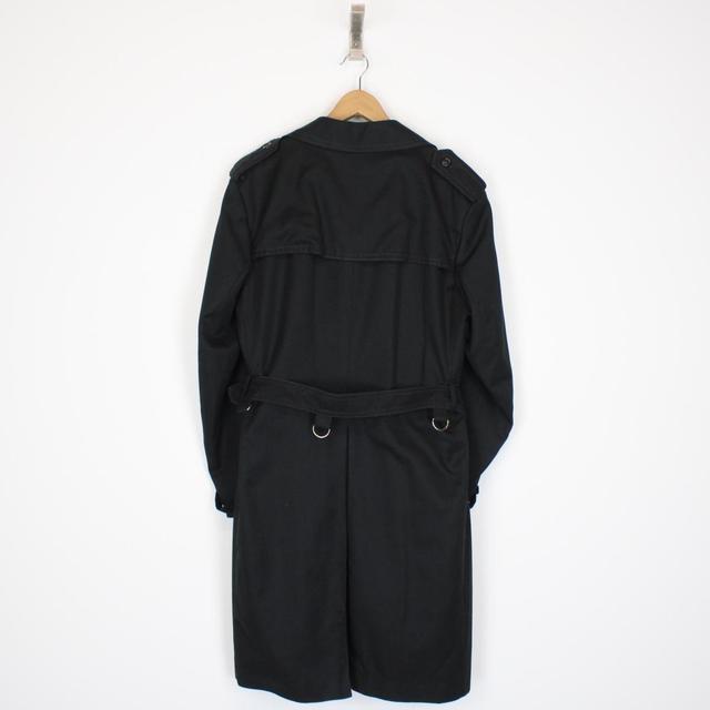 Vintage 90s Christian Dior Black Double Breasted Belted Trench Coat