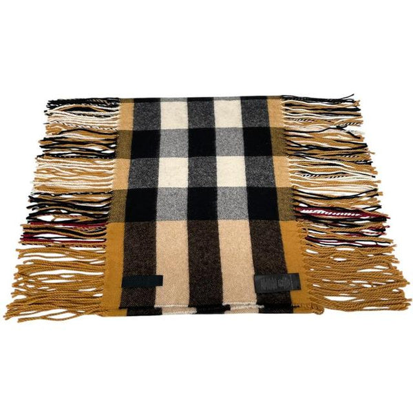 Burberry Prorsum Multicoloured Nova Check Cashmere Wool Fringe Scarf